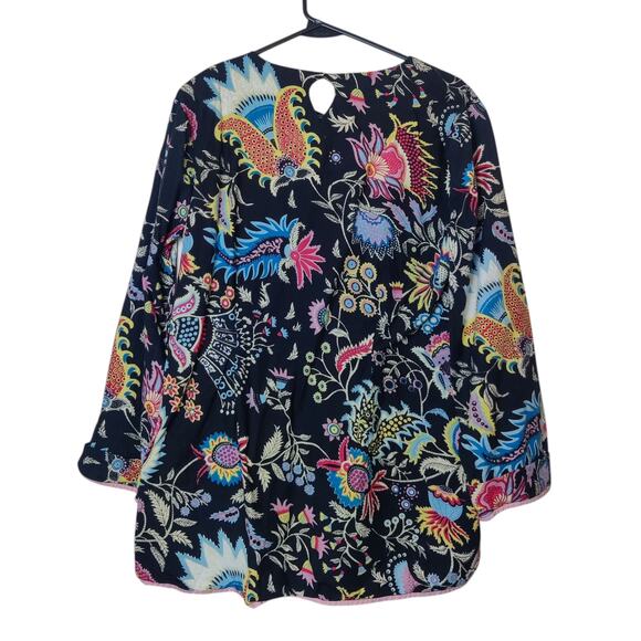 J. Peterman Epiphany Long Sleeve Cotton Tunic Small Black Colorful Boho Paisley - Picture 4 of 12